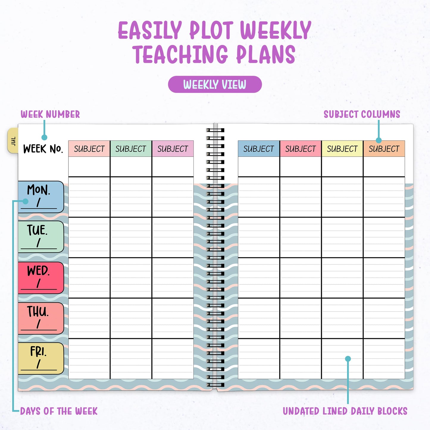 Decorably 12 Months Weekly and Monthly Undated Teacher Planner, 8.5x11inch Spring-Bound Teacher Lesson Planner with Contacts and Schedule Page, Communication Logs, and Classroom Planning