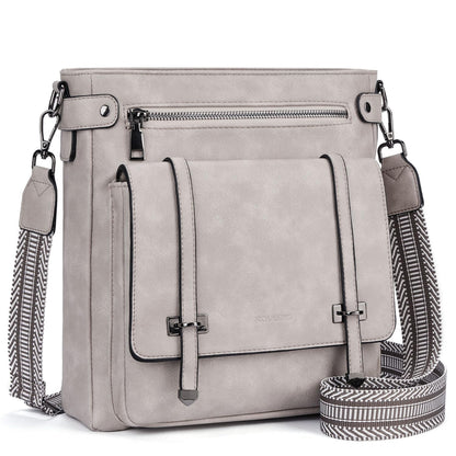 Roulens Crossbody Bags for Women,Multi Pocket Crossbody Purses Vegan Leather Shoulder Handbags Travel Purse Adjustable Strap