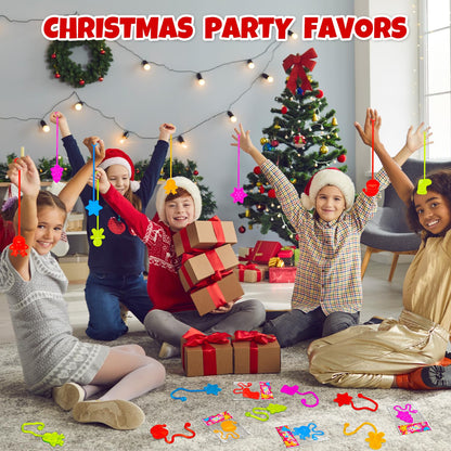 Bulk Christmas Party Favors for Toddlers 100 PCS, Xmas Sticky Hands Goody Treat Bag Stocking Stuffer Fillers Bulk for Kids, Holiday Winter Toys Gifts Class School Games Prize Giveaways for Boys Girls