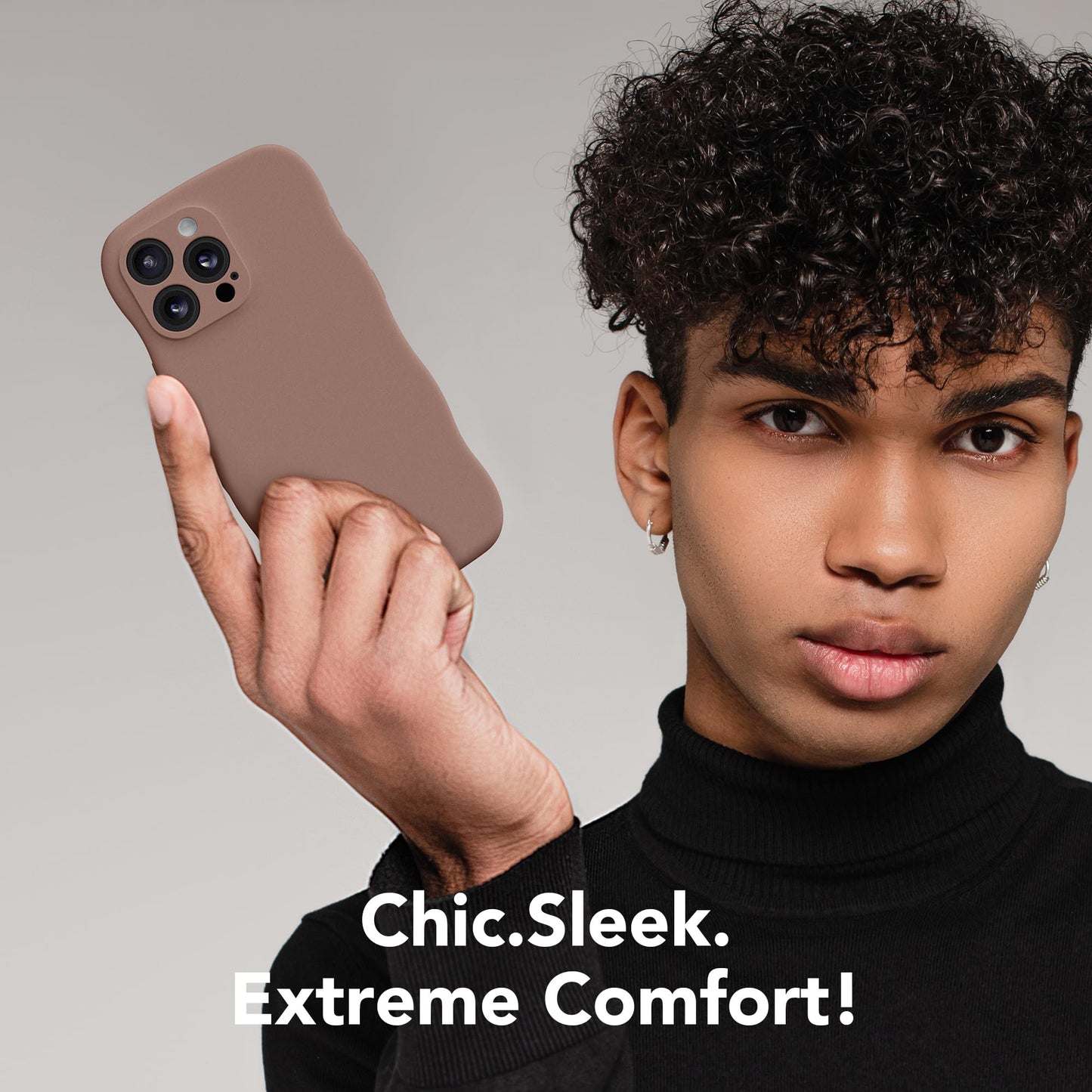 SuydanBox Magnetic for iPhone 15 Pro Max Case, [Full Camera Protection][Compatible with MagSafe] Cute Wave Frame Silicone Shockproof Protective Phone Case for iPhone 15 Pro Max 6.7",Brown