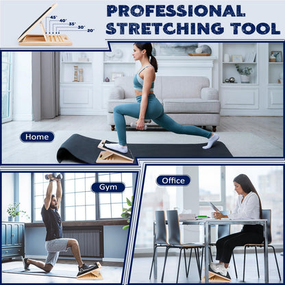 Portable Wooden Slant Board for Calf Stretching Squats Calf Stretcher Pilates Physical Therapy Equipment Adjustable Incline Board for Knees Ankle Heel Feet Leg
