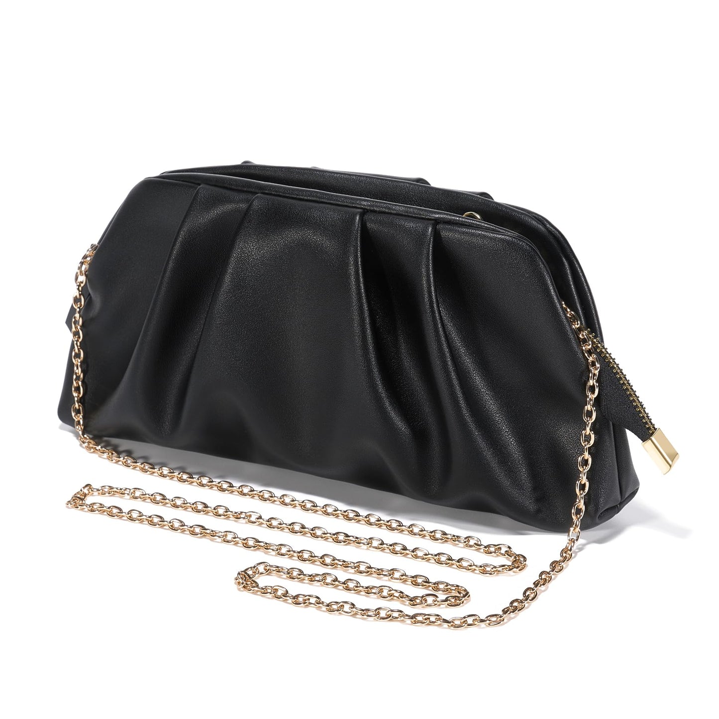 SWEETV Dressy Vegan Leather Clutch Purse for Women Formal, Soft Pleated PU Evening Clutch for Weddings, Proms, Cocktail-Gemma