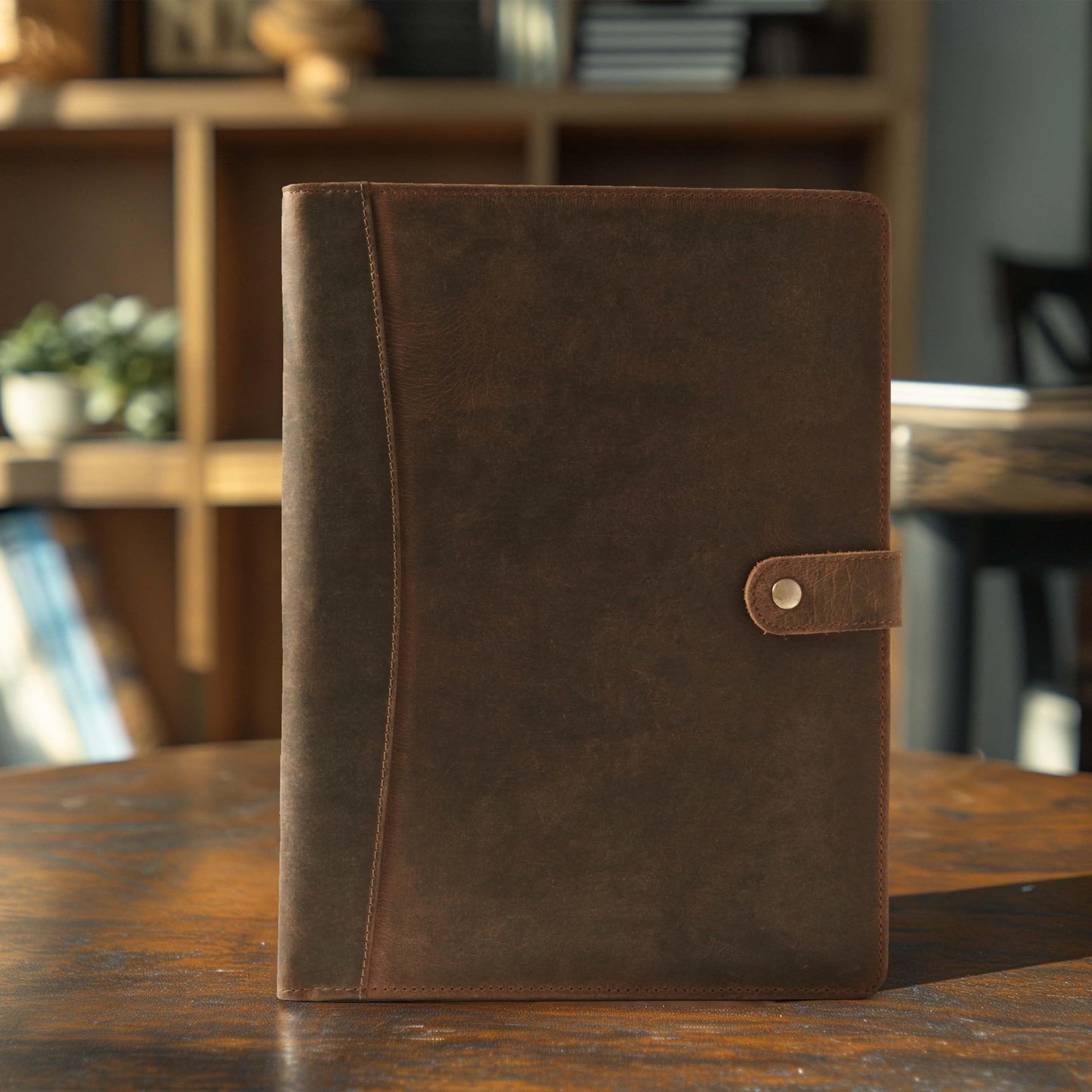 Leather Village Leather Portfolio Organizer - Professional Business Padfolio for Men & Women - Stylish Document Card Holder, Resume Folder, Folio for A4/Letter Size Writing Legal Pad, Brown