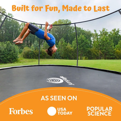 JUMPZYLLA Trampoline Outdoor 8FT 10FT 12FT 14FT 15FT 16FT with Enclosure and Ladder, ASTM Approved Recreational Trampoline for Kids and Adults, Anti-Rust Coated Frame (Green, 8FT)
