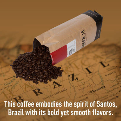 Screen 18 Specialty Grade Premium Brazilian Whole Bean Coffee, Single Origin, Medium Dark Roast, 1 LB