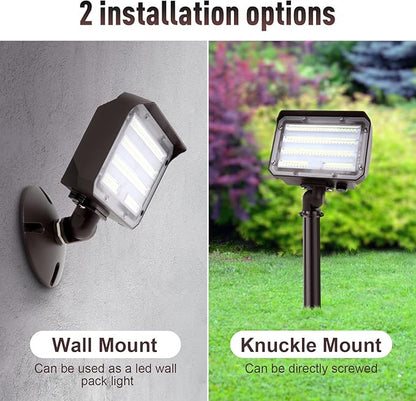 60W LED Flood Light with Knuckle, Outdoor Flood Light Dusk to Dawn Photocell 5000K 7800lm AC100-277V Equivalent 600W, ETL Waterproof Wall Mount LED Security Light for Yard Entrance Garden