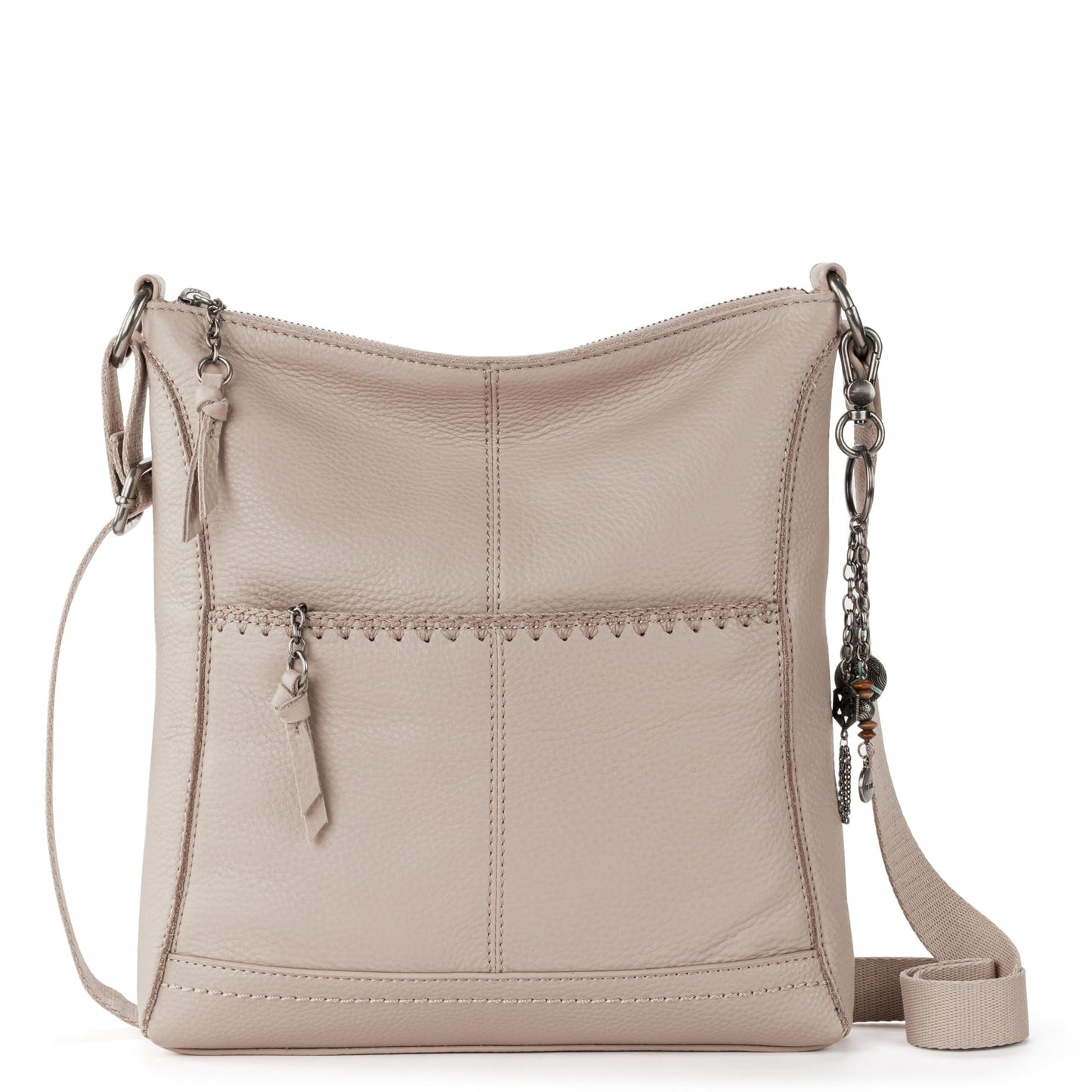 The Sak Lucia Crossbody in Leather, Adjustable Crossbody Strap, Sand Stitch