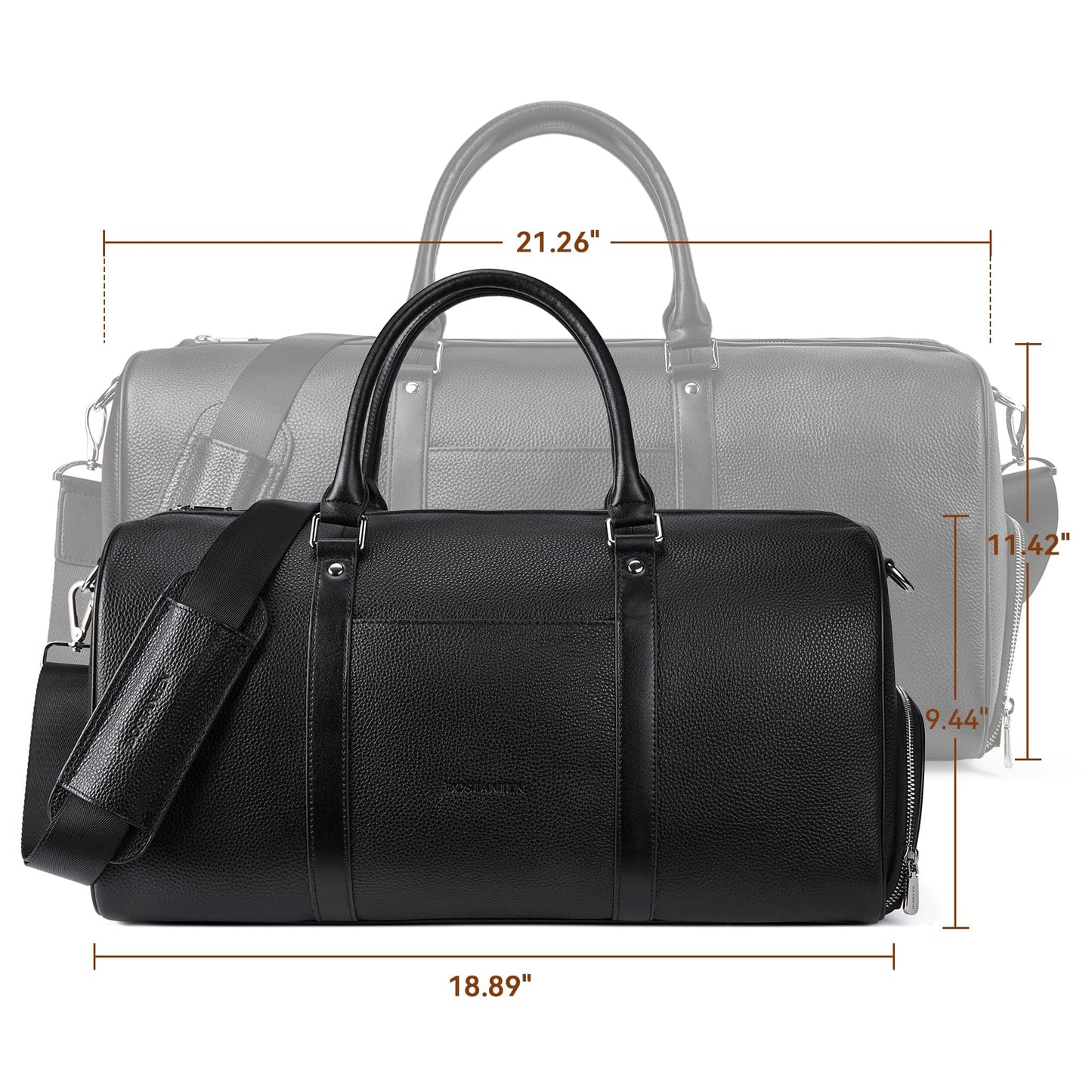 BOSTANTEN Genuine Leather Travel Weekender Overnight Duffel Bag Gym Sports Luggage Tote Duffle Bags for Men Medium: 18.5"X9.25"X10.50"
