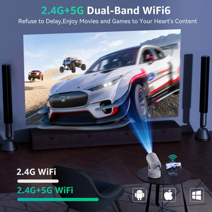Polocsh Mini Projector, Rechargeable Portable Outdoor Smart Projector with 4K Support, Auto Keystone, Android 11 Small Projector with WiFi and Bluetooth, Electric Focus Home Theater for iphone