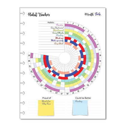 Habit Tracker Inserts for 11 Disc Big Planners, Habit Log, Resolution Tracker, Monthly Habit Planner for Letter Size Planners (11 Disc Big (8.5" x 11"))