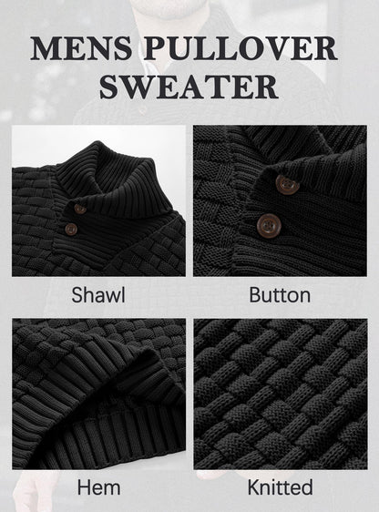 Zaitun Mens Knitted Jumper Sweater Crew Neck Warm Long Sleeve Pullover Textured Ribbed Edge Top S-5XL