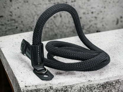 Vi Vante Sheetline Black Rope Camera Strap w/Nappa Leather Ends FINAL CLOSEOUT (Black w/White Stitching)