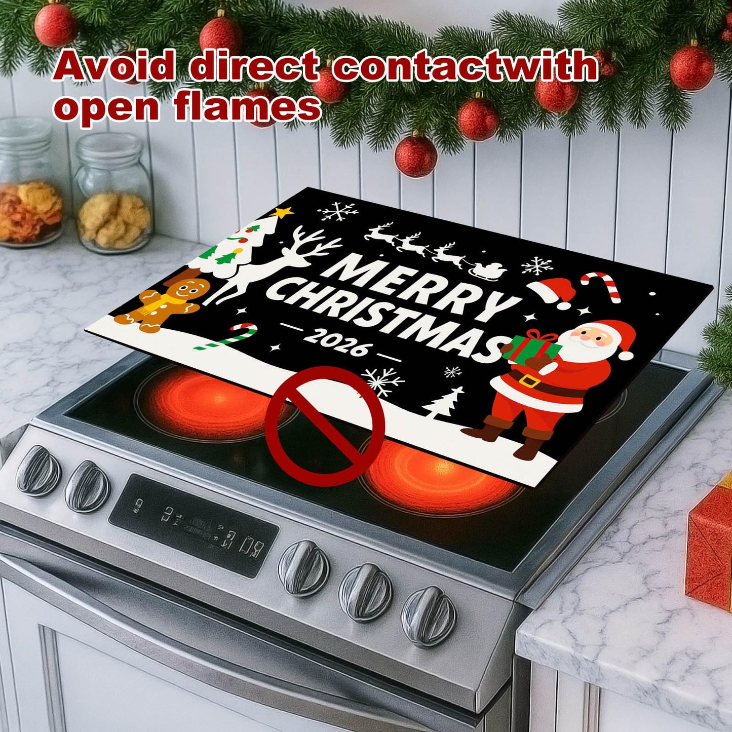 HOMETITUTE Nativity Scene Stove Top Cover 28x20 Inch Glass Top Protector Christmas Religious Kitchen Counter Mat Heat Resistant Silicone Cooktop Cover Holiday Decoration