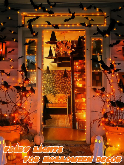 4 Pack 20FT 60LED Battery Operated Fairy Fall Lights with Timer, Waterproof Battery String Lights Outdoor Indoor, Battery Twinkle Lights for Bedroom Thanksgiving Day Party Halloween (Orange)
