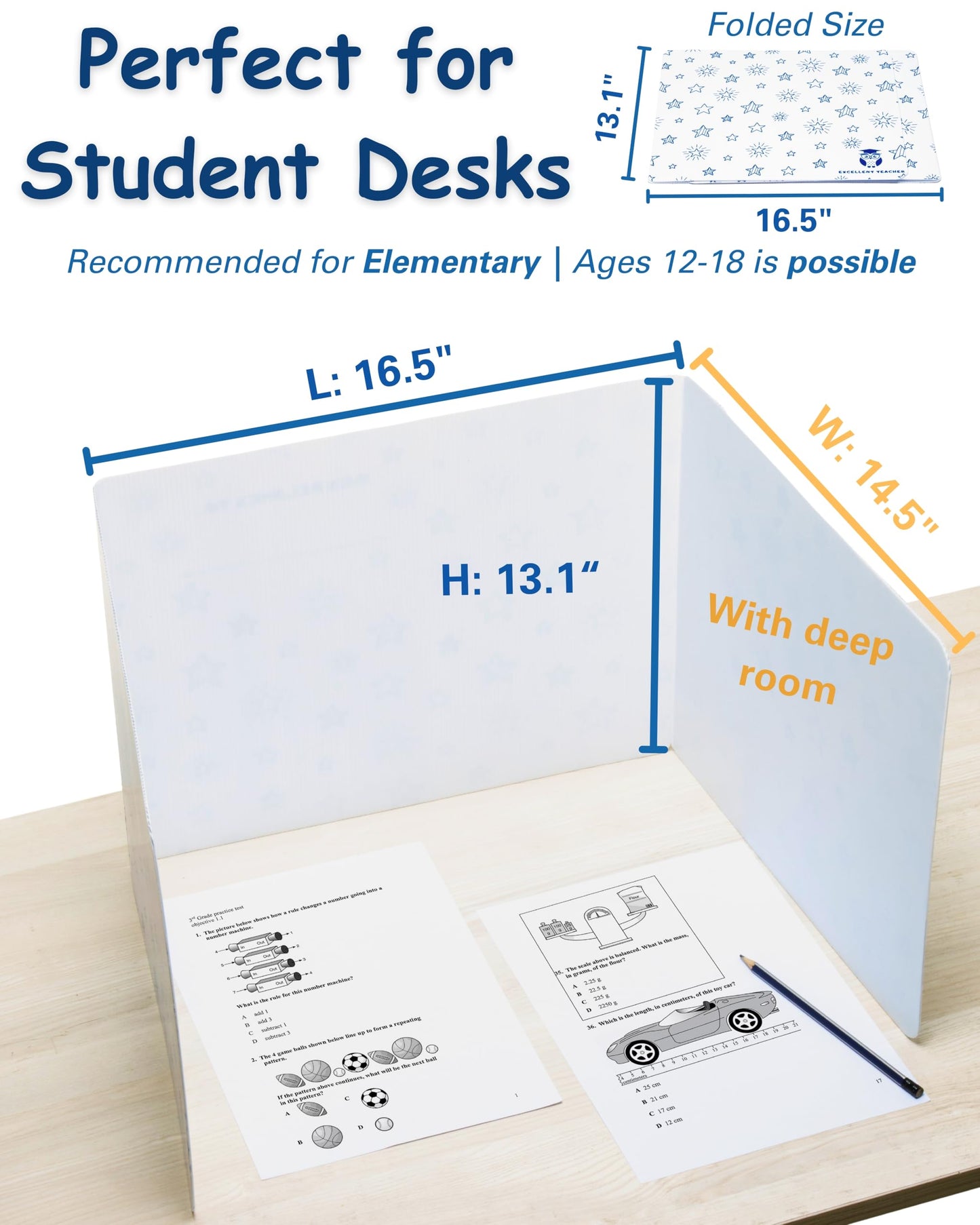 25 Privacy Folders for Students, Erasable Privacy Shields for Student Desks, Testing Dividers for Classroom, Privacy Boards for Student Desks, Dividers for Students, Test Dividers for Student Desks