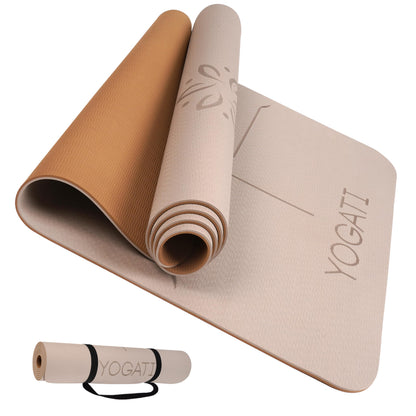 YOGATI Yoga mats for home workout. Non slip yoga mat with strap. Thick yoga mats for Women and Men. Pilates mat ideal for Fitness and gym. Exercise mat thick. Yoga mat thick. Workout mat. Yoga matt
