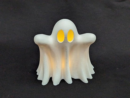 Light Up Ghost Decoration – LED Tea Light Halloween Decor – Cute Spooky Accent for Home, Mantel, Party & Table Centerpiece – Eco-Friendly PLA