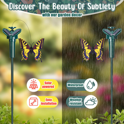Rossesay 3 Pcs Solar Flying Moving Fluttering Waterproof Garden Stakes Decorations for Home Yard Pathway Garden Landscape Christmas Outdoor Indoor Centerpieces Gift Decorations (Butterfly)