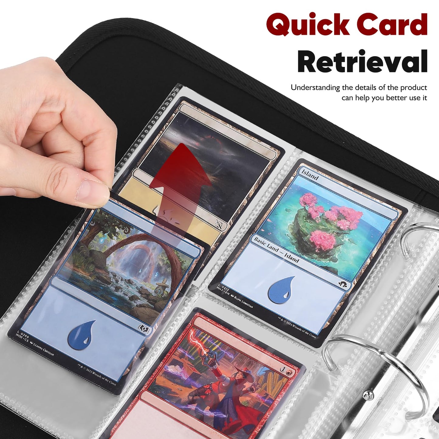 BRPPO Trading Card Binder- 4-Pocket Card Holder, 3D Dragon Scale Texture, 400-Card Capacity, Portable Card Album, Card Organizer Compatible with Multiple Card Sizes (BALCK)