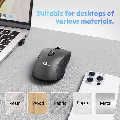 XBG B15pro Wireless Bluetooth Mouse, Bluetooth 5.0/4.0 & 2.4G Tri-Mode, Type-C Rechargeable with LED Screen Display, Ergonomic Silent Click for Laptop/PC/Tablet, Multi-Device & Office Use
