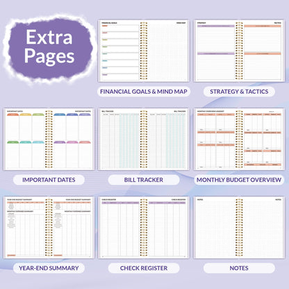 SUNEE Budget Planner - Monthly Budget Book with Expense Tracker Notebook, A4(8.5" x 11") Undated 12 Month Bill Organizer & Finance Planner to Manage Your Money, Account Book with Colorful Tab, Purple