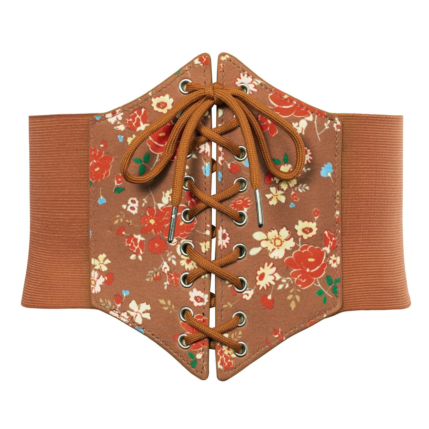 GRACE KARIN Women Waist Corset Brown Leather Corset Belt Printed Wide Belt for Cosplay Halloween(Brown Print,L)