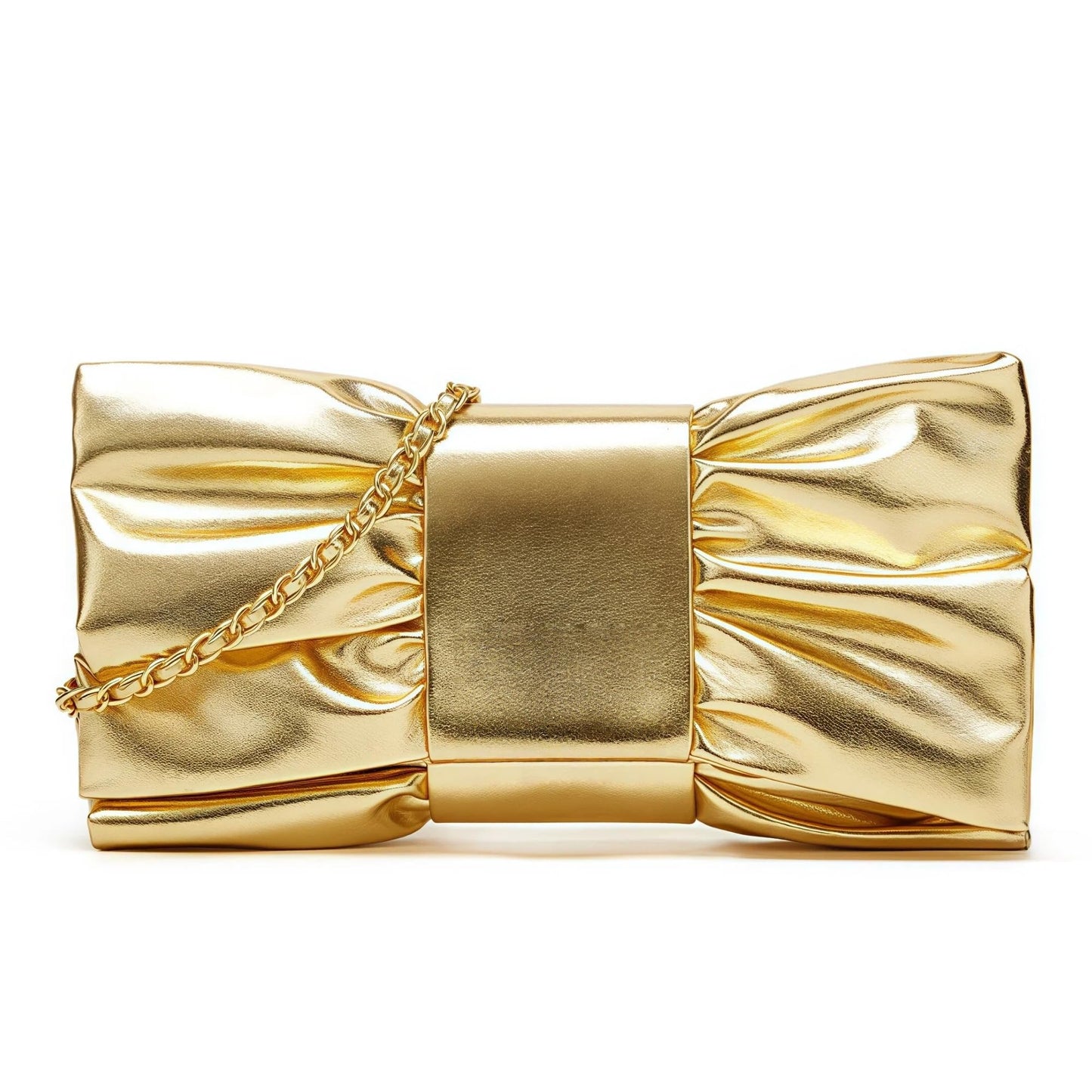 CTTOVIS Evening Clutch Bag Women Bow Purse Handbags Pu Leather Designer Crossbody Bag for Wedding Cocktail Prom Party (Gold)