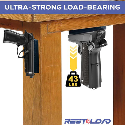 RESTNLOAD Universal Magnetic Gun Mount, Gun Magnet 43lbs. Rating, (2-Pack) Gun Holder Magnetic Holster for Cars, Trucks, Walls, Desks, Fully Rubber Encapsulated Design