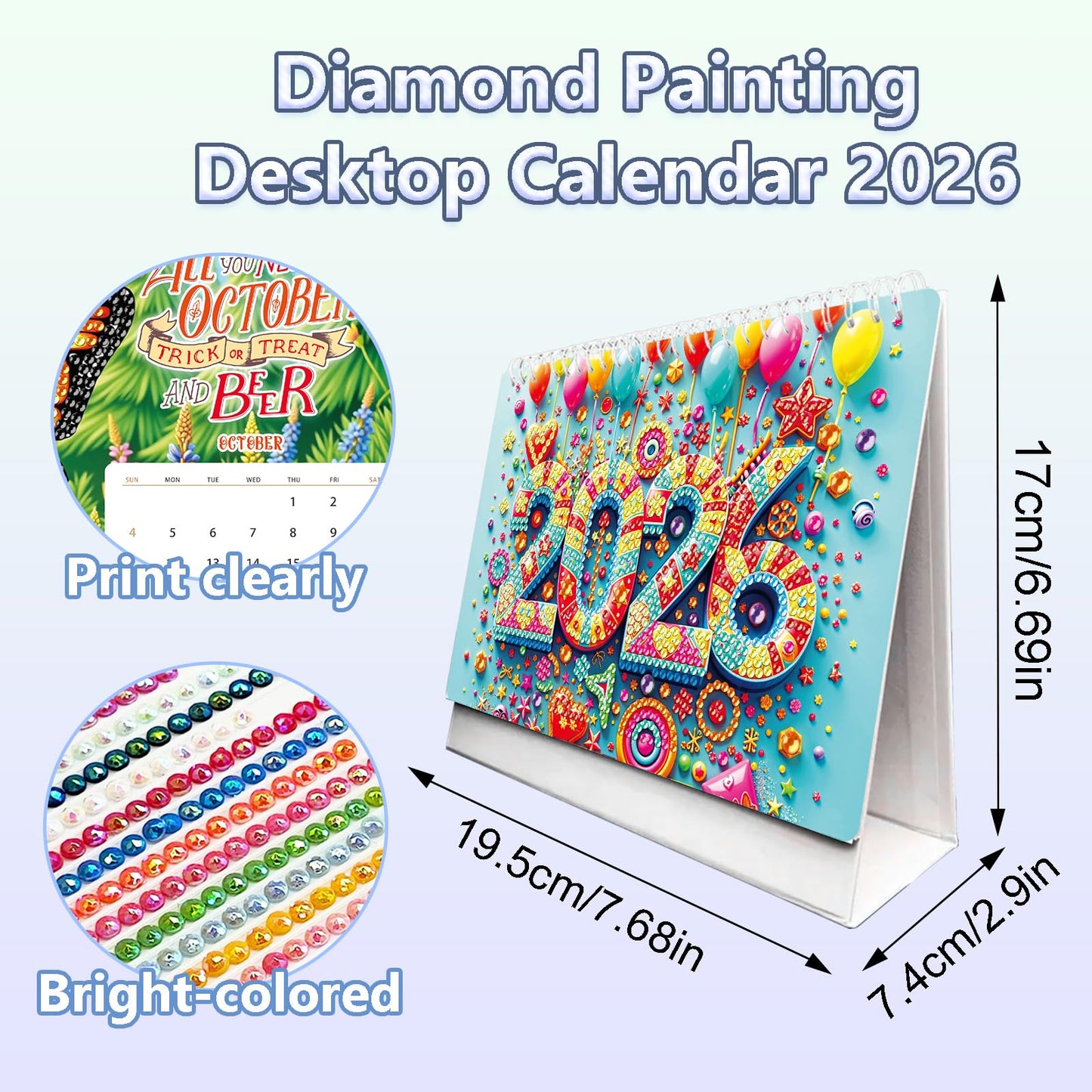 ILYUFO 2026 Diamond Painting Calendar, Diamond Art Kits for Adults, Ideal Desktop Ornaments & Thoughtful Female Gifts (Butterfly and Flower)