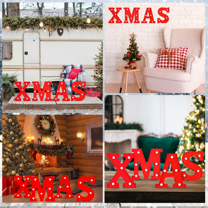 VIHOSE Christmas LED Letter Lights Sign Table Decoration Xmas Light up Letters Battery Powered Letter for Indoor Christmas Decoration Home Bar Party Bedroom Tabletop Gift
