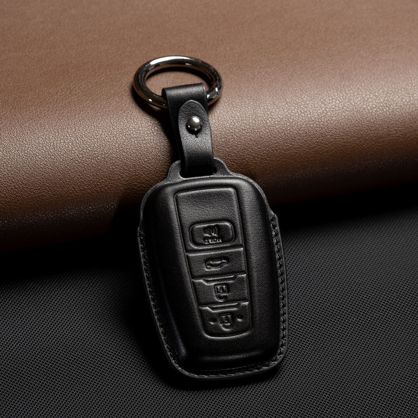 Smyfob Compatible with Toyota Key fob Cover Leather Toyota Keychain Holder case Protector Avalon Camry TRD Corolla Highlander Prius Prime RAV4 Prime CHR Accessories