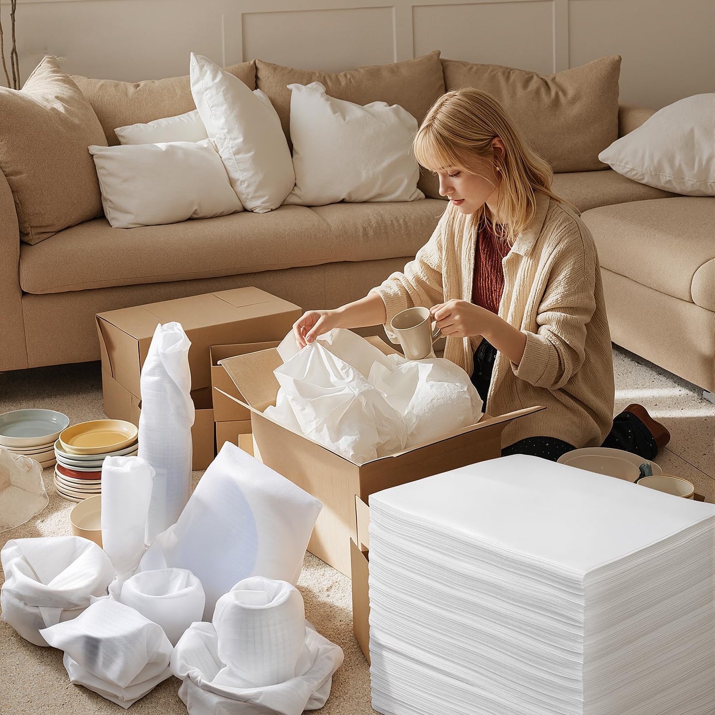 200 Pack Small Foam Pouches for Packing, 6x8 Inch Cushion Foam Pouch for Shipping, Moving and Storage, Dish Packing Supplies Protecting Small Electronics, Glass Cups, Dishes and Other Small Items