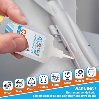 Adhesive Guru CA Glue with Activator Woodworking (72 x 0.9 oz - 72 x 3.38 fl oz) Ca Glue for Woodworking, Cyanoacrylate Glue and Activator (72 Pack)