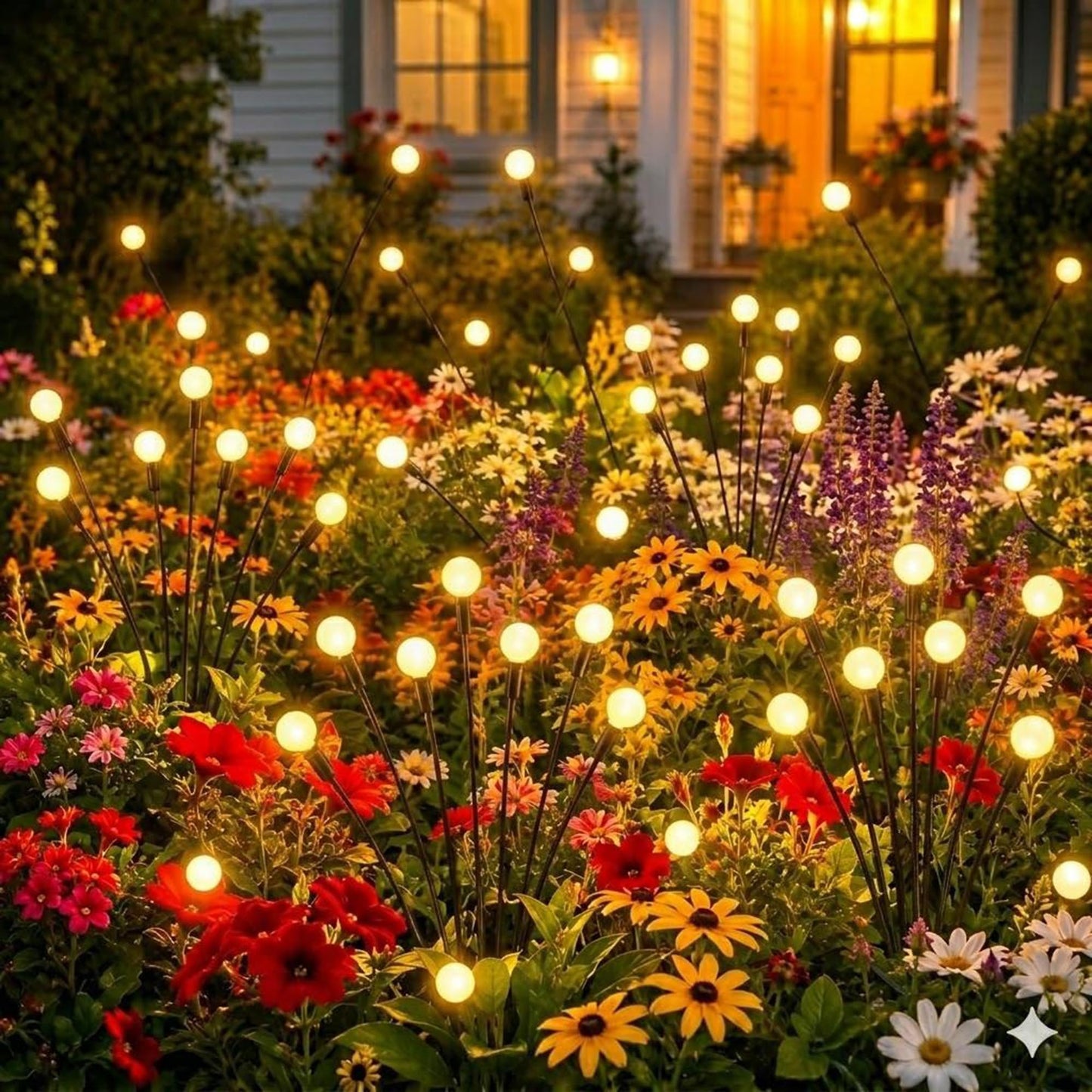VerveAura 6 Pack Solar Firefly Lights Outdoor, Upgraded 800mAh Battery & Enlarged Bulbs, Warm White Swaying Garden Lamps, IP65 Waterproof Landscape Pathway Lighting for Yard Patio Decor
