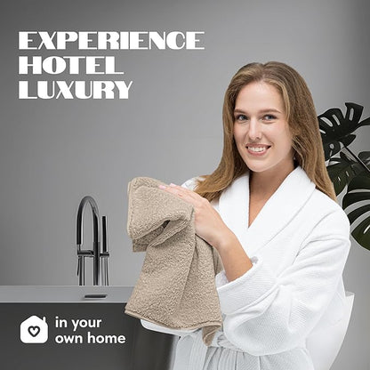 White Classic Taupe Hand Towels