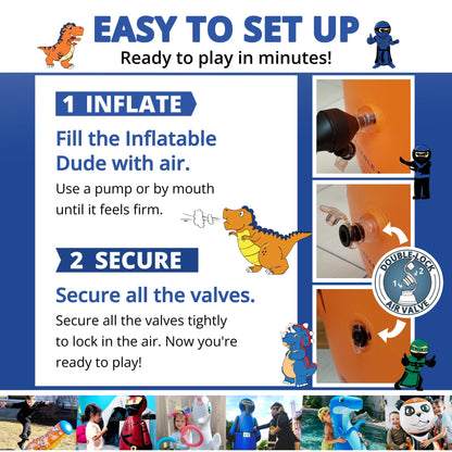 INFLATABLE DUDES Ninja Toy 63 Inches -Kids Punching Bag | Already Filled with Sand| Bop Bag | Inflatable Bopper | Boxing | Ninja Birthday Party | Punching Bag for Kids- (Heavy Hitters Nobi)