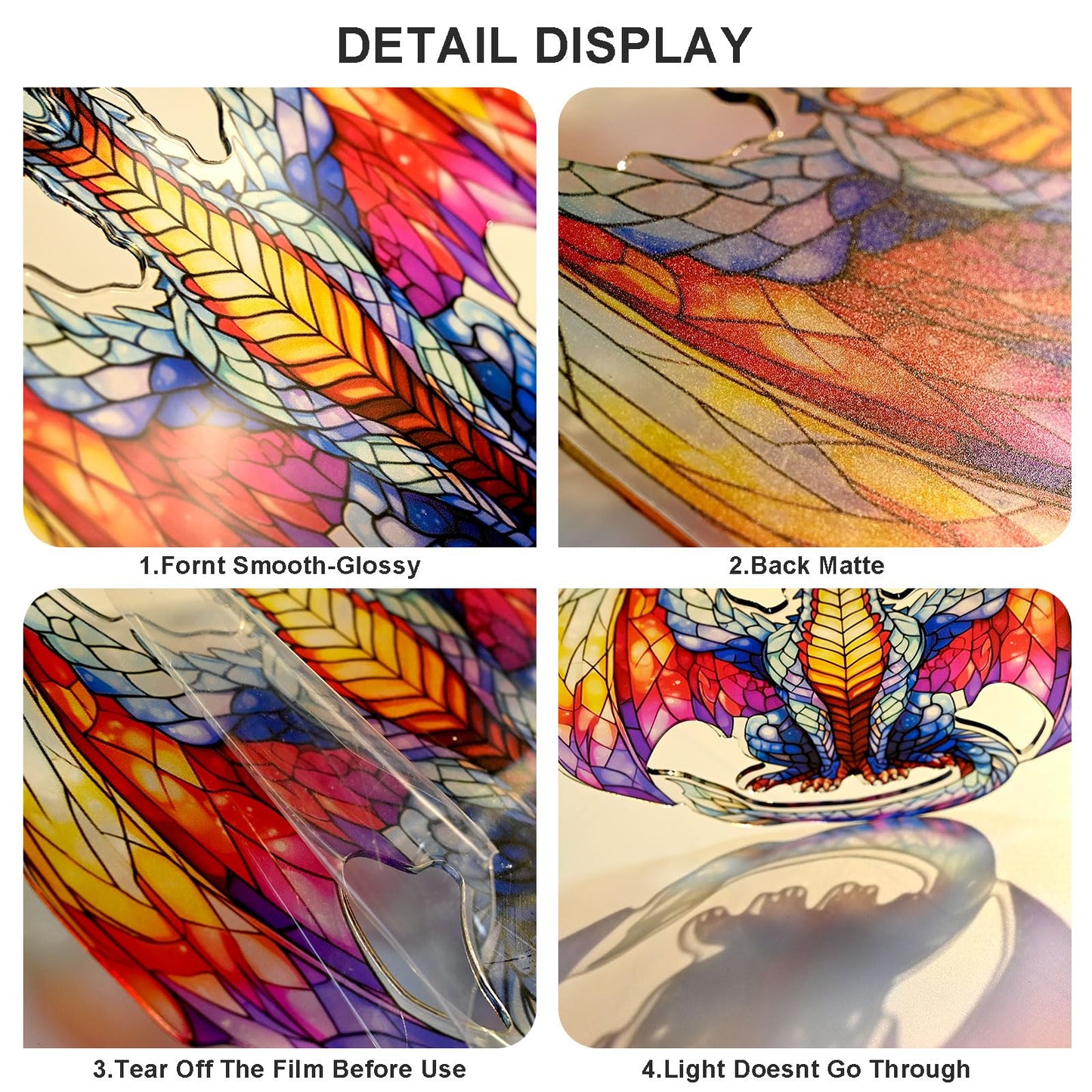 Dragon Ornament Acrylic Suncatcher Window Hanging Wall Decor for Indoor Outdoor Doors Home