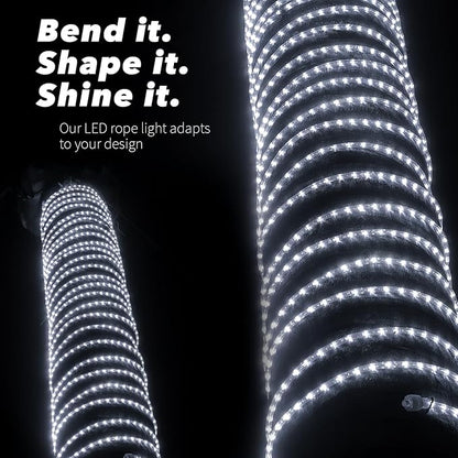 WYZworks 108LEDs 10ft LED Outside Rope Lights, Outdoor ETL Certified Waterproof Permanent 360 Degree Light Emitting, Flexible Tube, Connectable, Christmas Palm Tree Exterior Landscape, Cool White