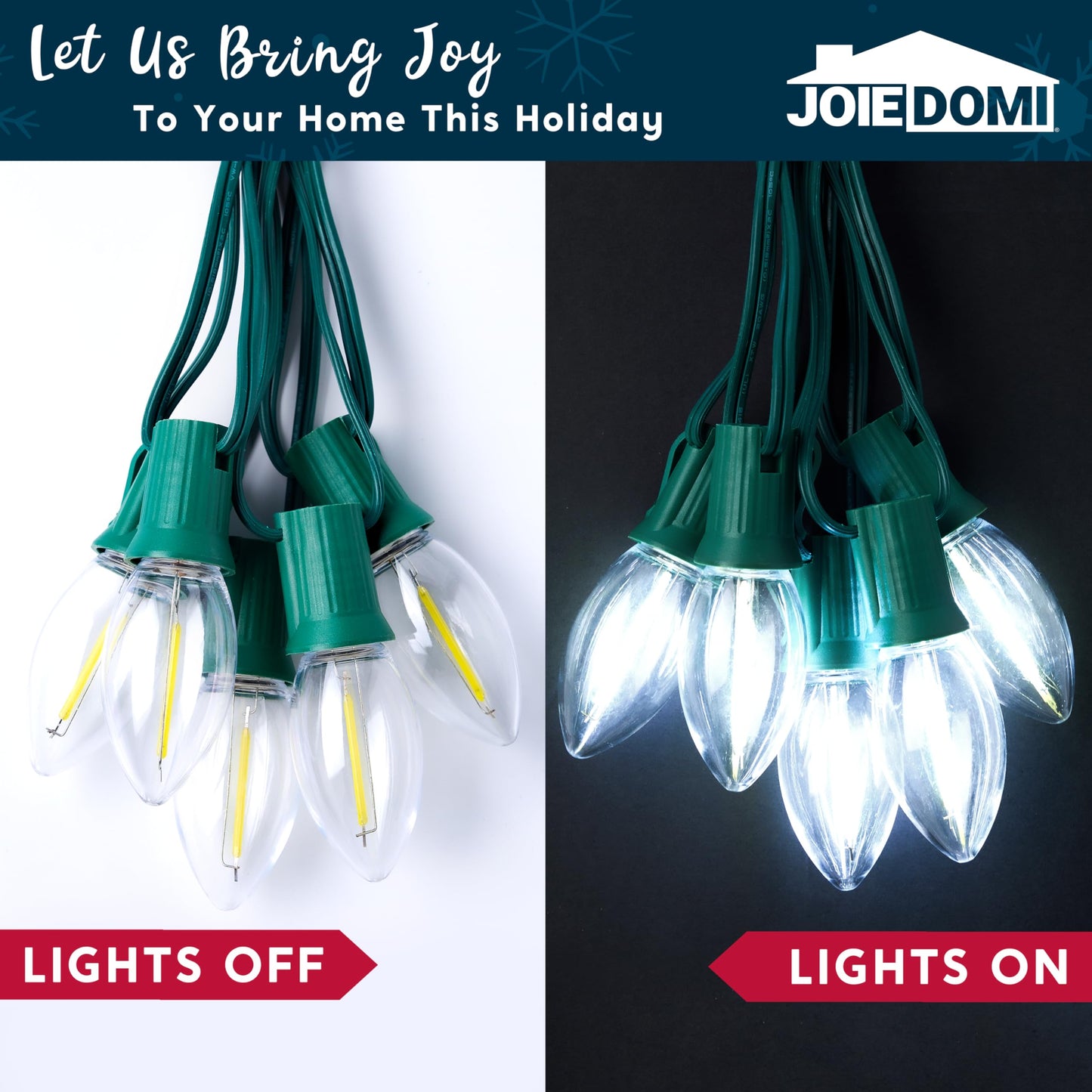 Joiedomi Christmas C9 Pathway Lights Outdoor Decorations 24 Packs, 30.75ft Xmas White Pathway Marker String Lights for Holiday Waterproof Outside Yard Garden, Party, Walkway Decor