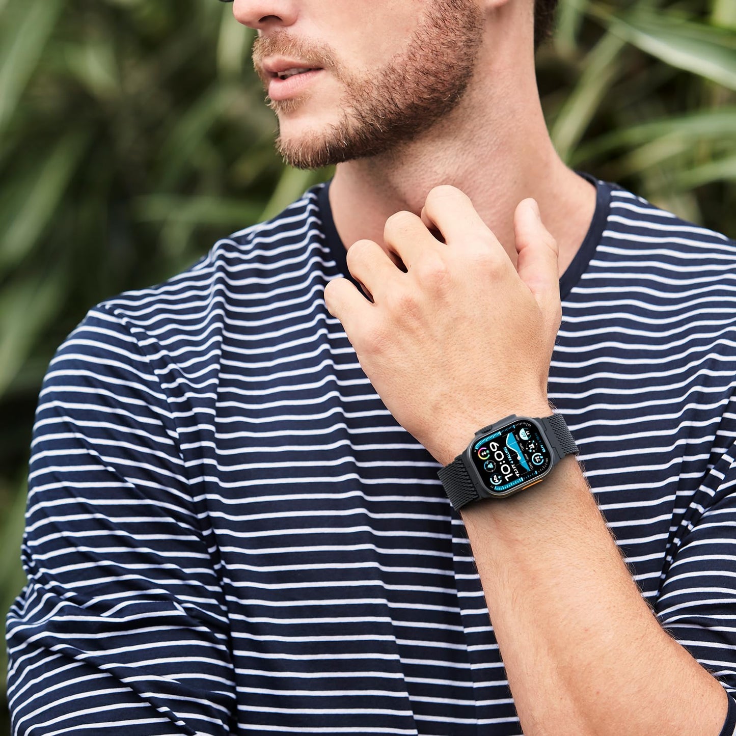 Milanese Mesh Loop Compatible with Apple Watch Band Ultra 2/Ultra 49mm 46mm 45mm 44mm Men, Breathable Replacement Band for iWatch SE Series 10/9/8/7/6/5/4