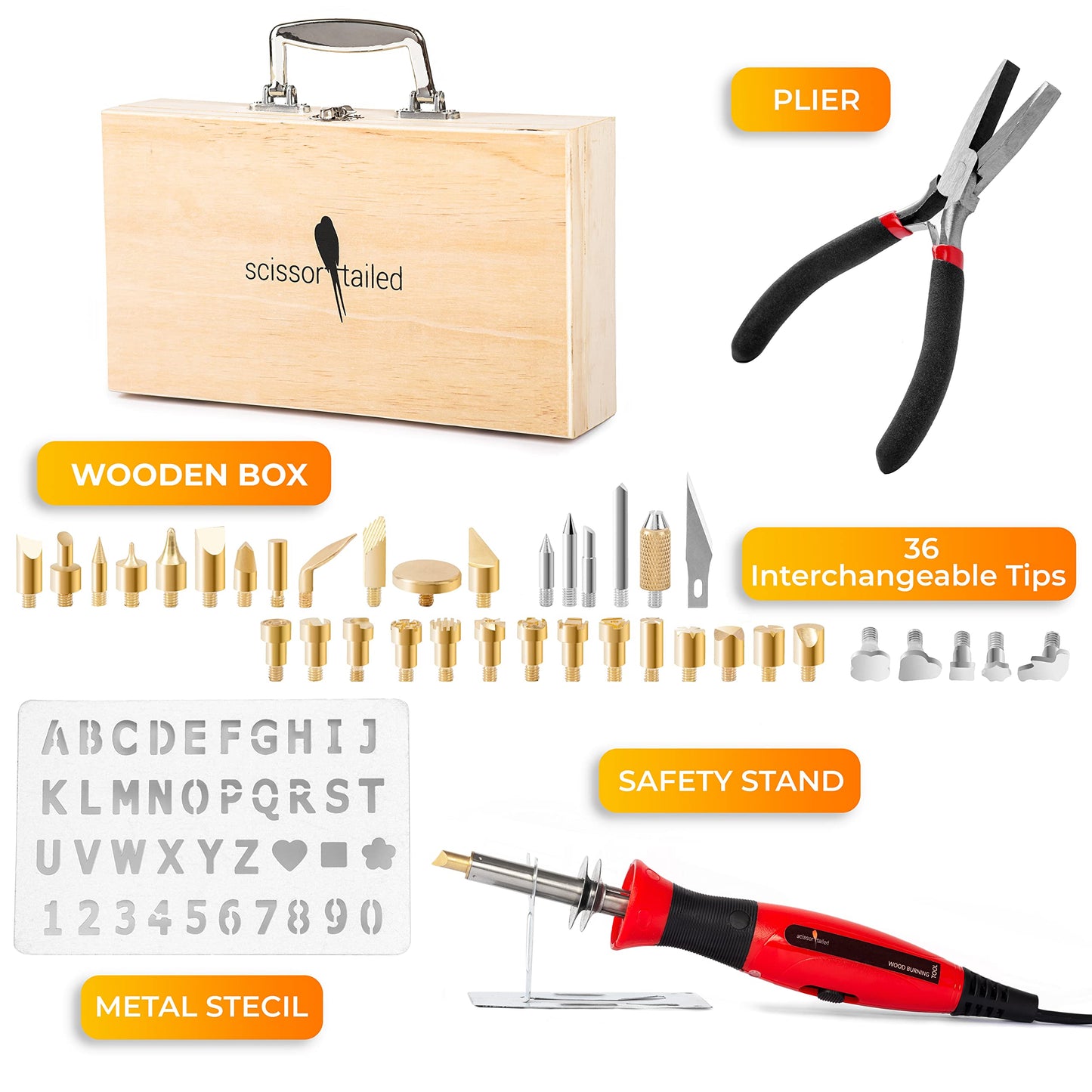 Premium Wood Burning Kit 43PCS, Dual Power Mode Wood Burner Pen Tool with 36Tips & Accessories All In A Wood Storage Case - Complete Gift For An Effortlessly Mastering The Art Of Pyrography