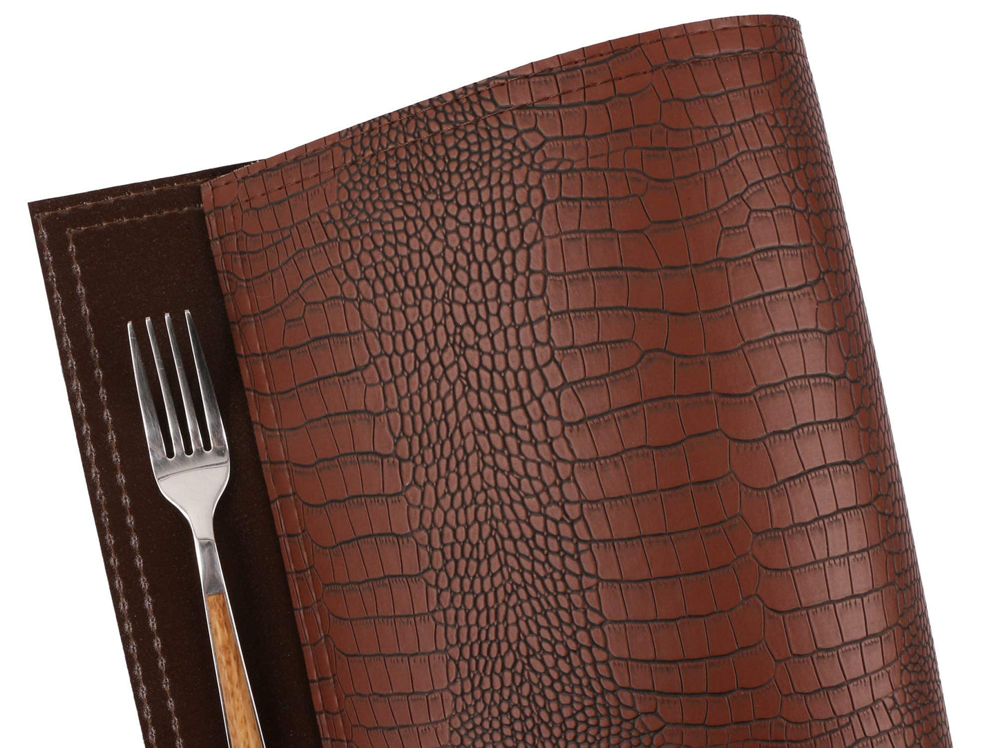Faux Leather Placemats, PU Table Mats, Waterproof, Stain Resistant, Heat Resistant, Non-Slip Easy to Clean for Kitchen Dining Table, Conference Table, Brown