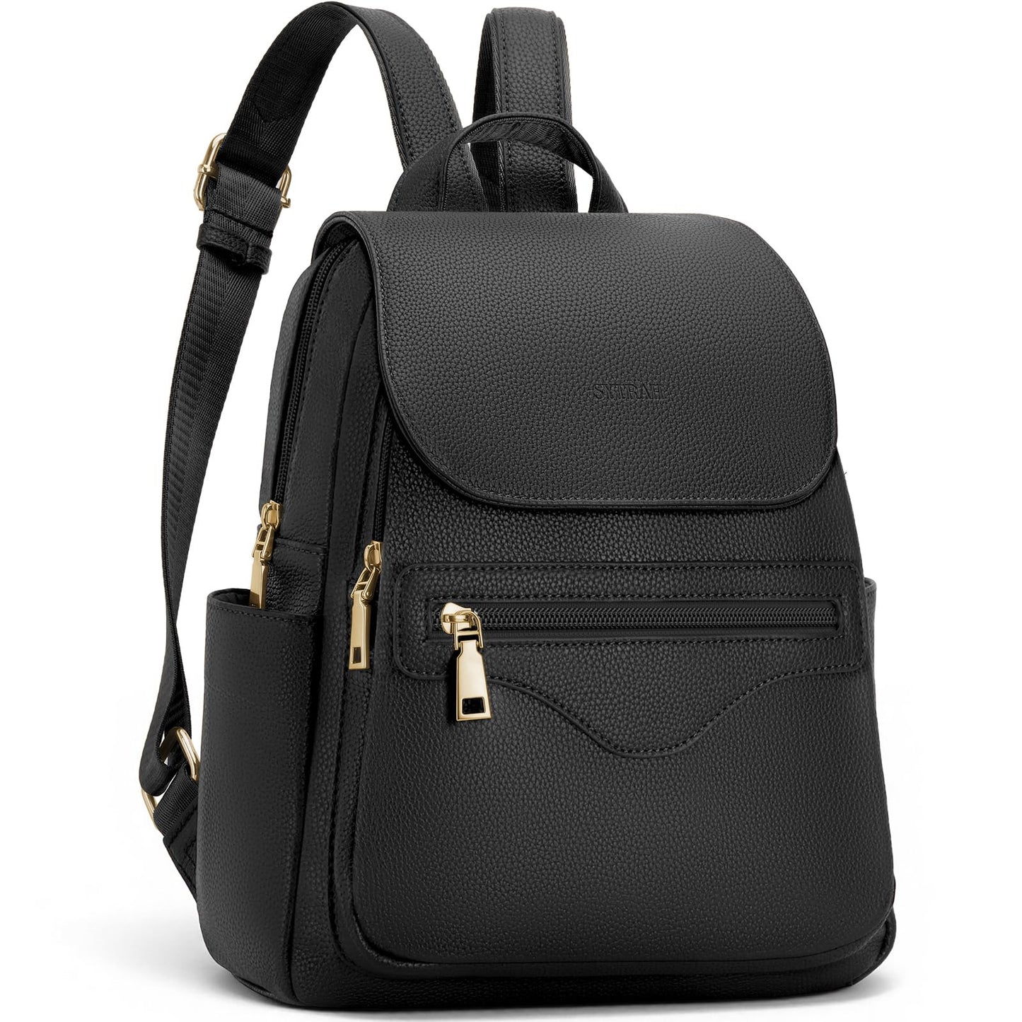 SYTRAH Mini Backpack Purse for Women, Causal Small Backpack with Built-in RFID Wallet & 11" Tablet Sleeve, Stylish Travel Daypack for Daily Black