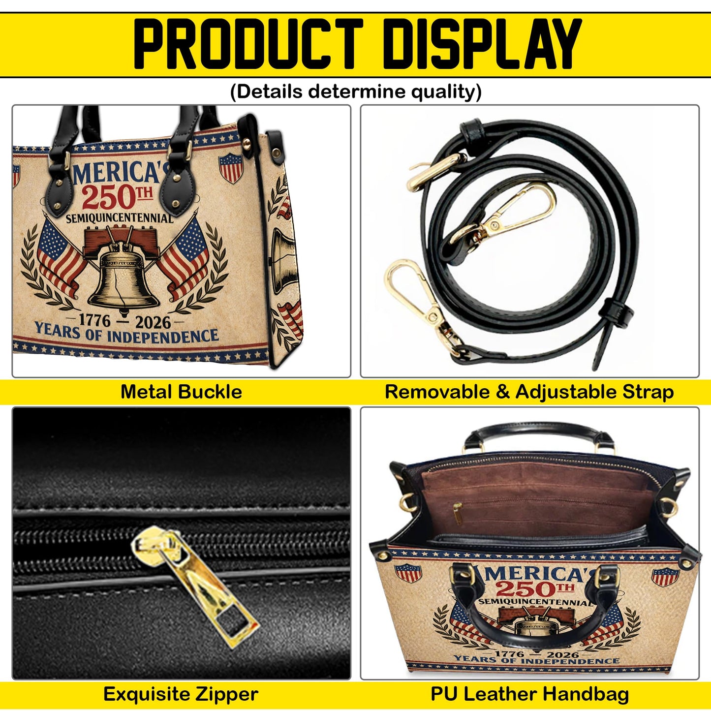 Personalized USA Anniversary Leather Bag, Eagle Purse for Women, 4th of July Patriotic Gift for Her, Veteran Day Gift (#3)