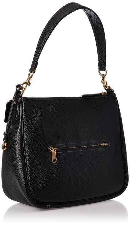 COACH Soft Pebble Leather Cary Shoulder Women’s Leather Bag - Zippered Closure - Exterior Back Pocket Black One Size One Size