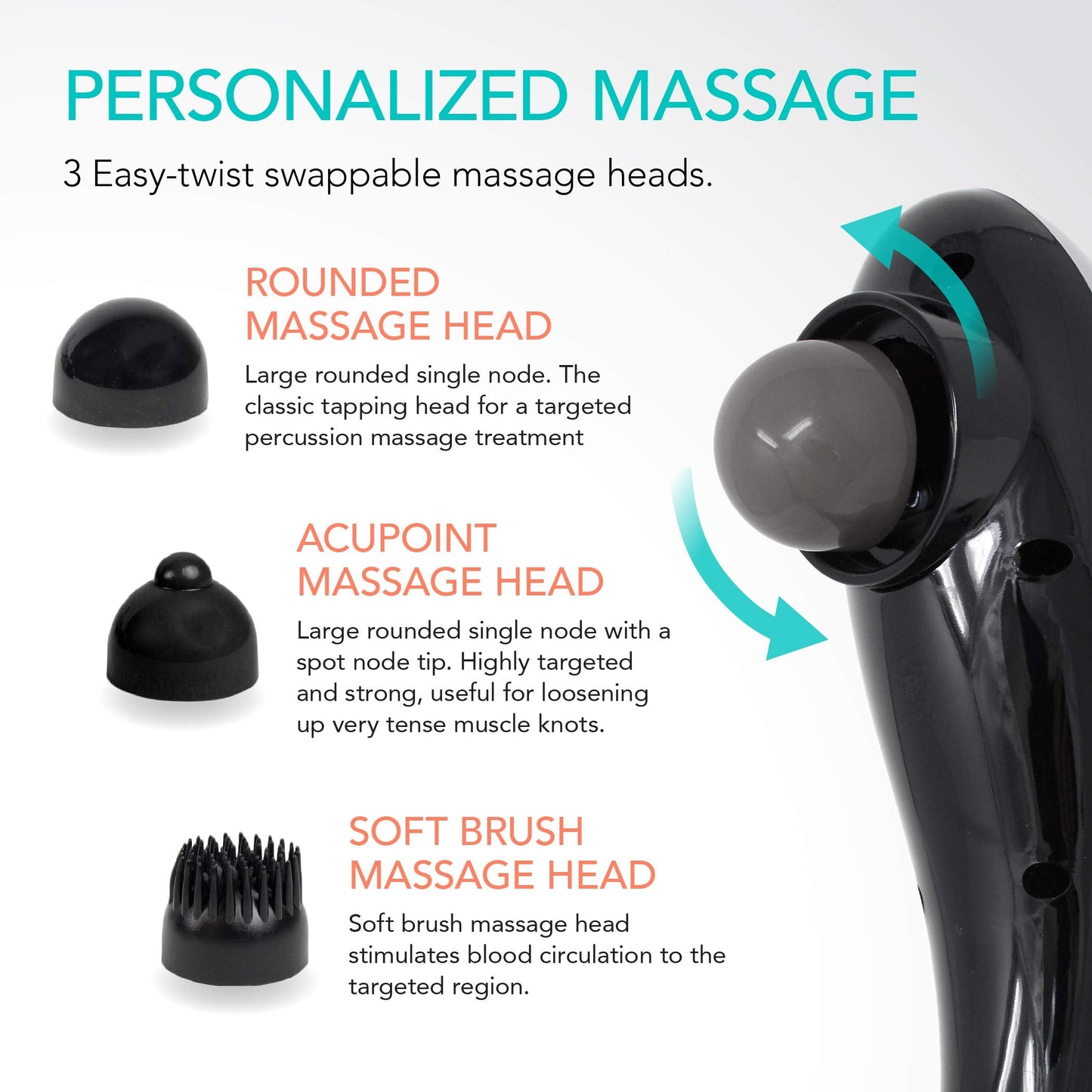 Daiwa Felicity Tapping Pro - Handheld Deep Tissue Back, Neck, Shoulder, Leg, Calf Muscle Massager with Extension Handle - FSA HSA Eligible