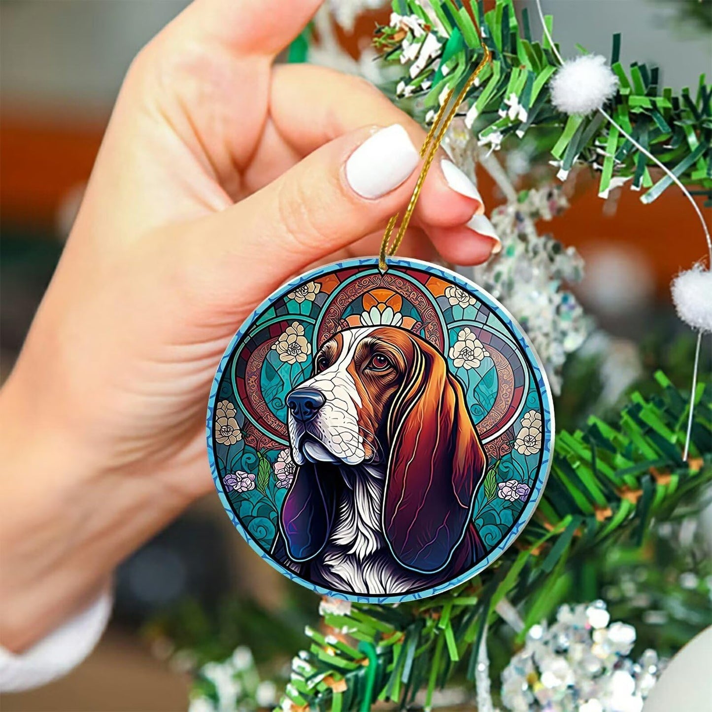 Basset Hound Christmas Ornament - Gifts for Dog Lovers, Christmas Tree Decoration, New Year Keepsake