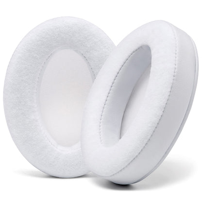 WC PadZ Velour - The Ultimate Upgraded Earpads by Wicked Cushions - Compatible with Audio Technica, HyperX, SteelSeries Arctis & More - Extra Thick - Bigger Opening - Softer Memory Foam | White