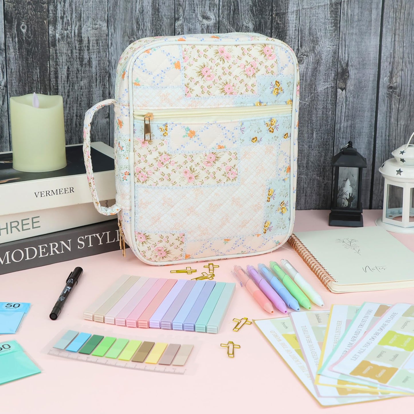 DRANSMIC Bible Cover Case for Women Large Bible Cover Bag Bible Study Supplies Accessories Bible Journaling Kit for Girls Women