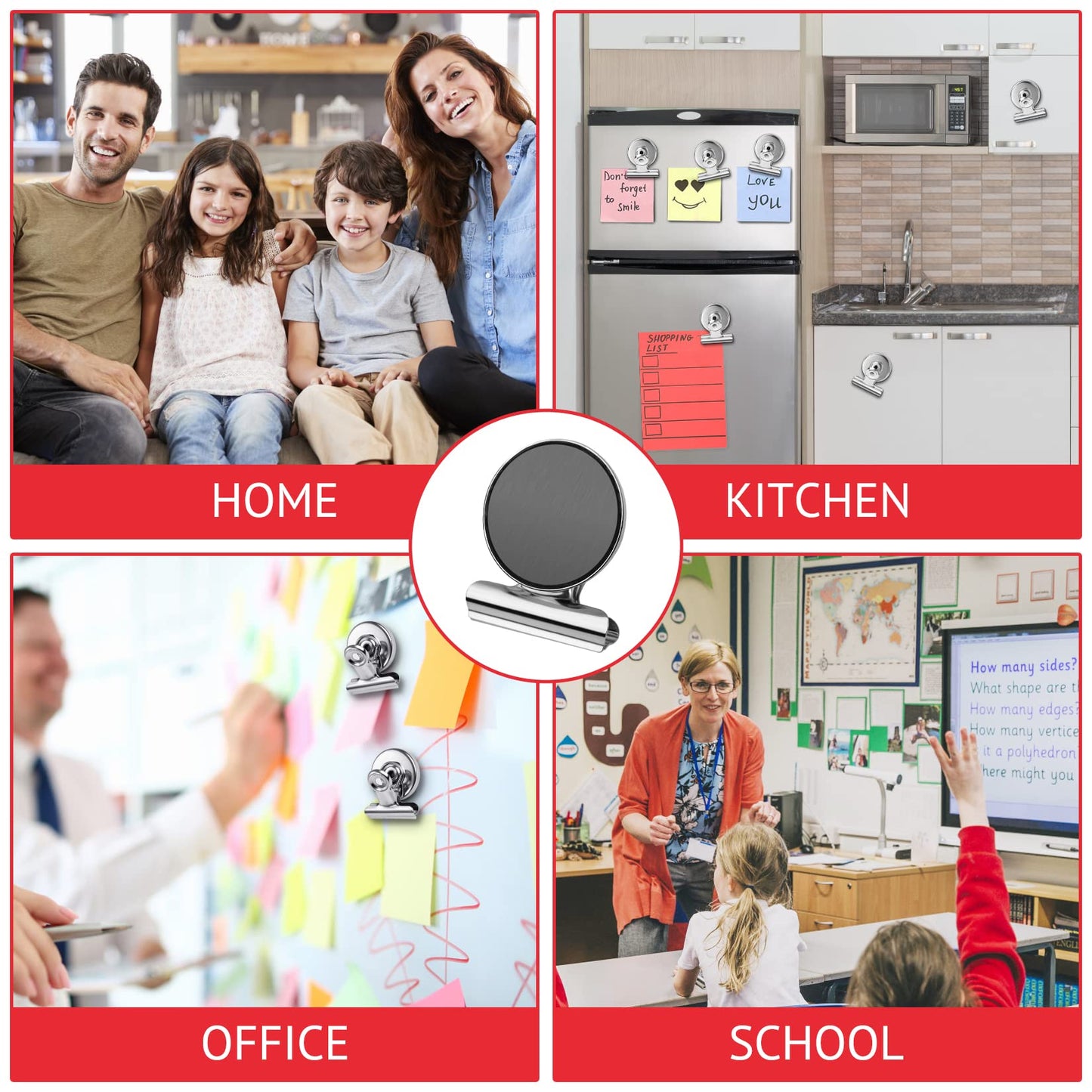 24 Pack Magnetic Clips Fridge Magnets Heavy Duty Magnet Clips for Whiteboard & Refrigerator Wide Scratch Safe Best for House Office School Use